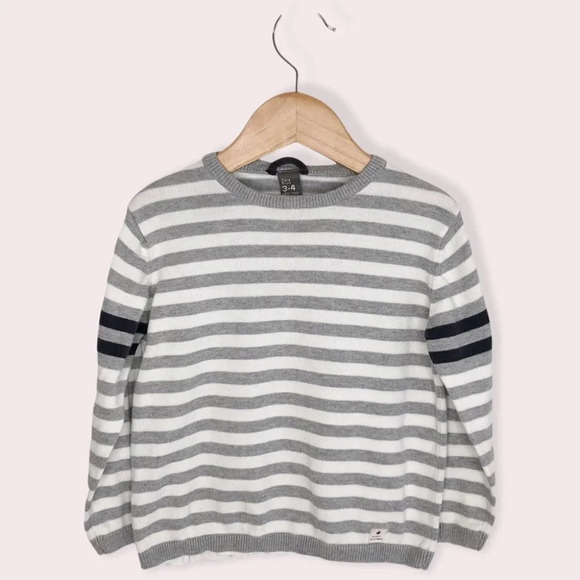 Zara Kids sweater gray stripe with t-shirt hem 3-4 years - Picture 1 of 8